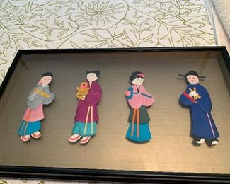 Asian silk in shadow boxes