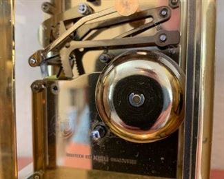 Swiss 13 jewel brass miniature bracket clock