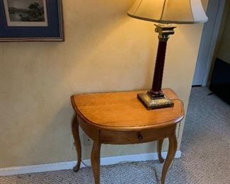 Pair of tables; pair of lamps