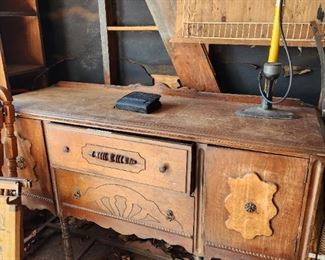 Vintage buffet in garage