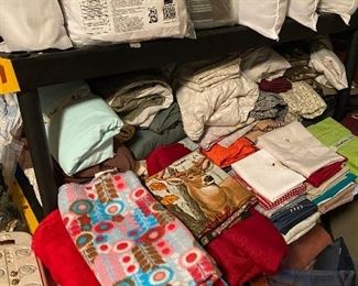 Linens - full, queen & king plus throws & pillows. Also have  several bed covers, pillow cases and miscellaneous bedding items 