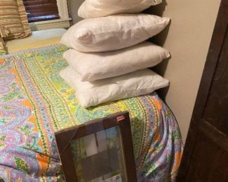 Pillows, bed mattress & box springs, more pillows 