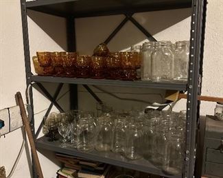 Mason jars 
Vintage glasses 