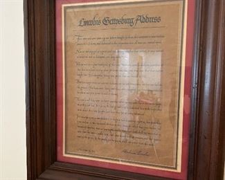 Gettysburg address framed 