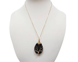 Beautiful Black Stone Tree Of Life Necklace