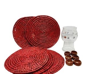 Pfaltzgraff Vase Vintage Placemat  Napkin Rings