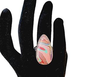 Sterling Silver Ring With MultiColored Stone