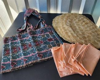 Vintage Peach Napkins, Placemats