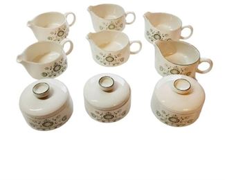 Vintage Franciscan Heritage 6 Creamers, 3 Sugar Bowls With Lids