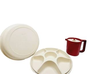 Vintage Tupperware Divided Tray Red Pitcher