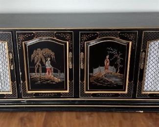 Chinese Painted Black Lacquer Buffet