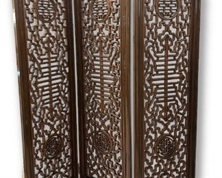 Vintage (3) Panel Chinese Wood Screen