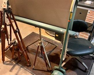 Tripods and movie screen