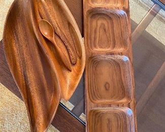 solid wood carved serving pieces