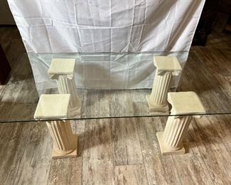 Ceramic Column Glass Table