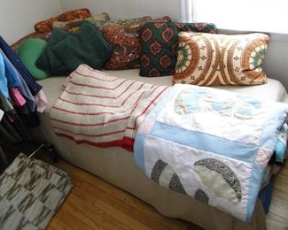 Sunbonnet girls quilt and other fabric blankets, African Pillows