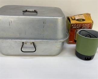 Vintage Aluminum Roasting Pan & Vintage Electric Hot Pot