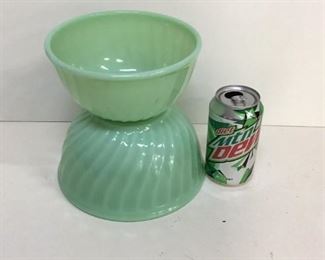 2 FireKing Jadeite Swirl mixing  bowls