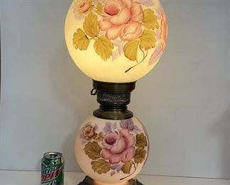 Antique Hand Painted Globe Lamp