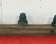 Antique Electric Pole Wood Beam with wood peg insulator posts and glass insulators