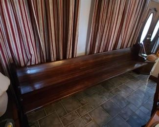 Handcrafted 10ft California Redwood Church Pew 160 years old+. From an Episcopalian church in northern California.