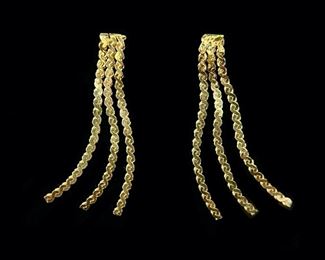 Fine 14K Yellow Gold Serpentine Tassel Earrings, 1 Gram