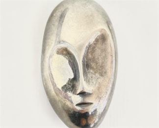 Fine Sterling Silver Modernist Face Pin Brooch 8 Grams