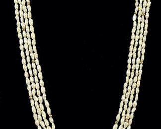 Fine 14K Yellow Gold 4-Strand Freshwater Pearl 32" Necklace 
