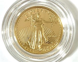 1989 American Gold Eagle $5 Coin .109 Troy Oz. of .917 Gold