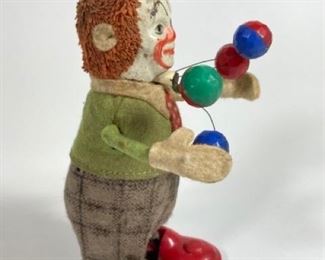 Antique Shuco 965 Wind Up Clown Tin Toy with Original Key 