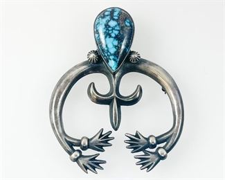 H. Morgan Navajo Pawn Silver and Turquoise Naja Pendant