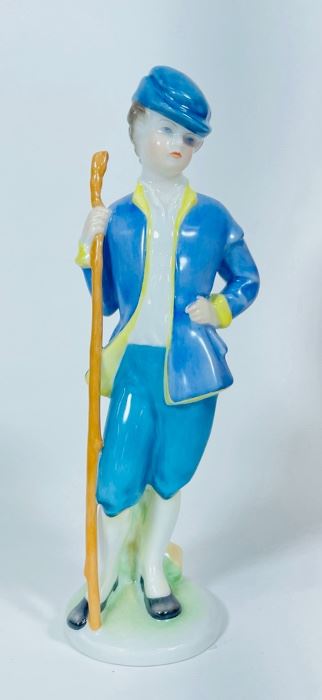 HEREND FINE HUNGARIAN PORCELAIN BOY WITH WALKING STICK