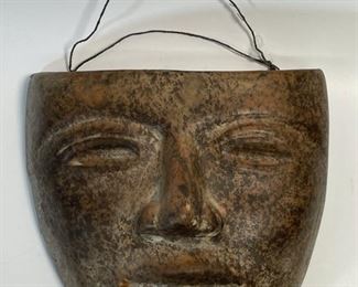 Vintage Terracotta 3D Face Wall Hanging Planter - Abstract MCM 