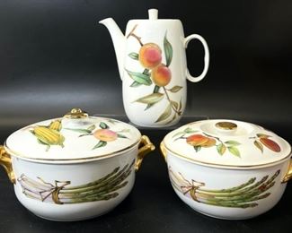Royal Worcester Evesham Porcelain Lidded Tea/Coffee Pot and Tureens 