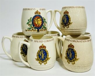 MYOTT Staffordshire England Antique 1937 Coronation mug, King George VI Queen Elizabeth Mugs 