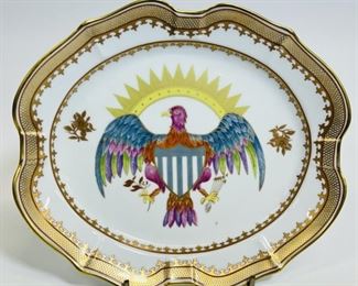 Mottahedeh 1824 Vista Alegre Adaptation Of Chinese Export Platter American Eagle Made In Portugal 