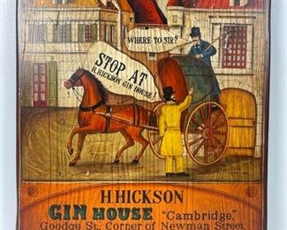 Vintage Gin House Artwork Print on Wood - Unframed
