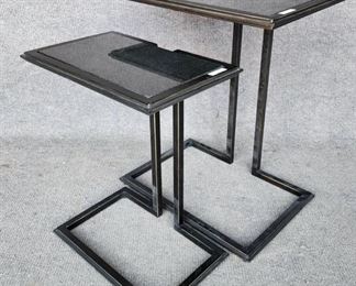 High Quality Modern Industrial Bronze & Slate Stacking Side Tables MCM Style 