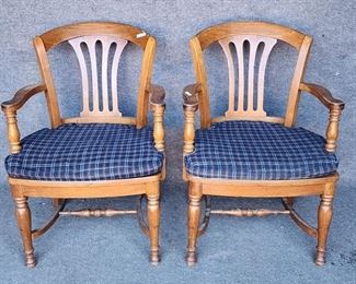 Pair Fantastic Antique Caned Seat Arm Chairs