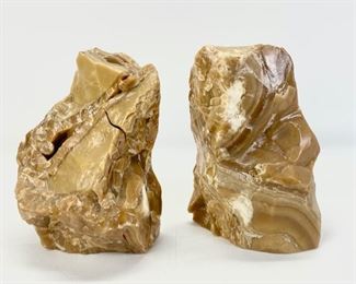 Pair Of Heavy Brown Calcite Crystal Rock Bookends 