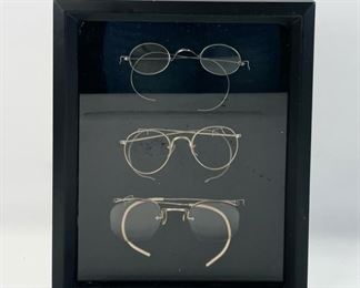 Vintage Shadow Box Of Eyeglasses Spectacles 