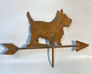 Vintage Handmade Copper Schnauzer Dog Weather Vane 