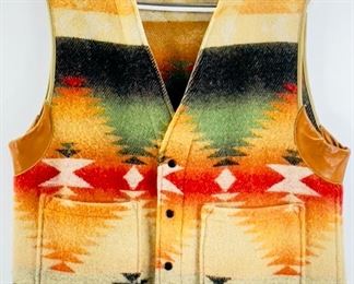 Vtg 80s Polo Ralph Lauren USA South Western Blanket Native American Style Vest Wool L