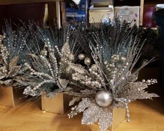 Pre-made silver holiday centerpieces, multiple available