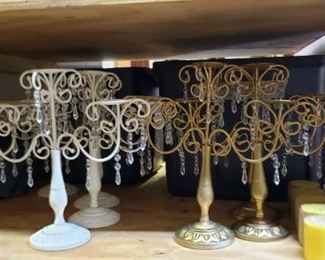 3 arm candelabras, white and gold, many
