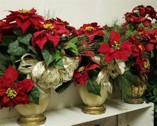 Pre-made holiday topiary and potted decor, heavy and multiple available