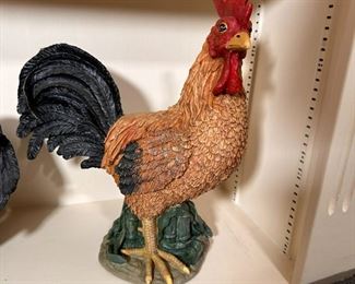 Large resin rooster with bright red comb