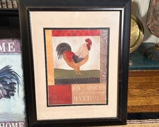 Framed rooster print 11" x 14"