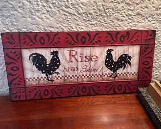Rise and shine rooster metal wall hanging 20"W