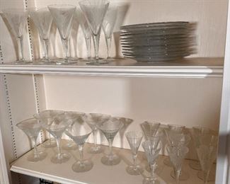 Dorothy Thorpe salad plates and stemware